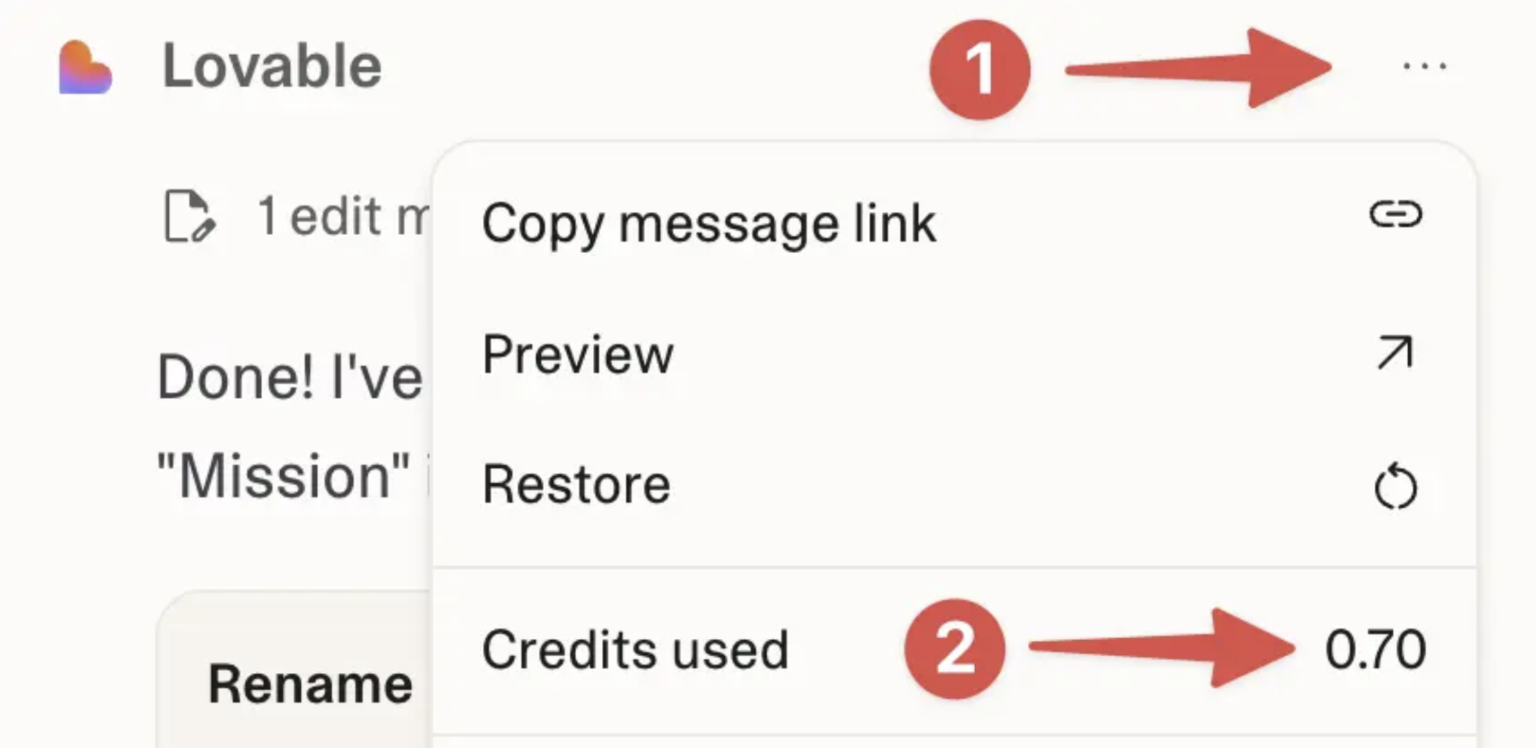 Lovable Agent credit reduction